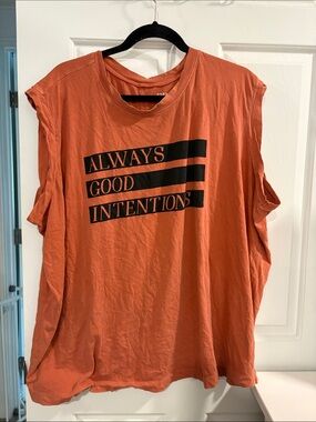 Torrid Rust Orange Relaxed-Fit Tee with White Print “always good intentions”